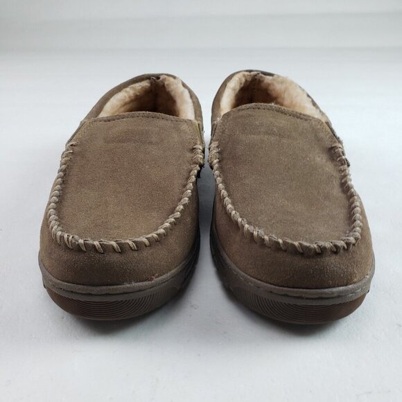 Eddie Bauer Westhaven Slipper Mens 13 Brown Suede Slip On Faux Fur House Shoe - Picture 3 of 14